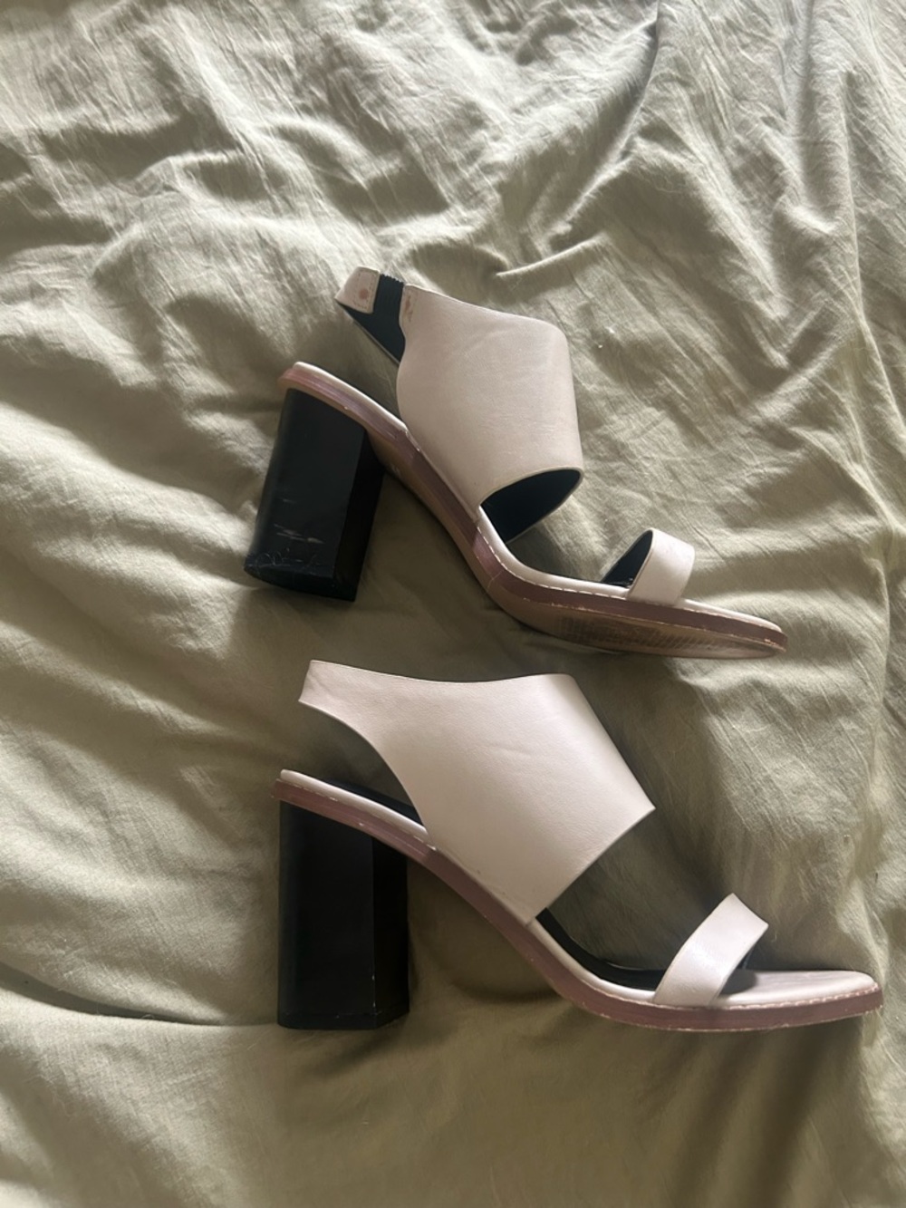 French Connection Cream Block Heel Sandals